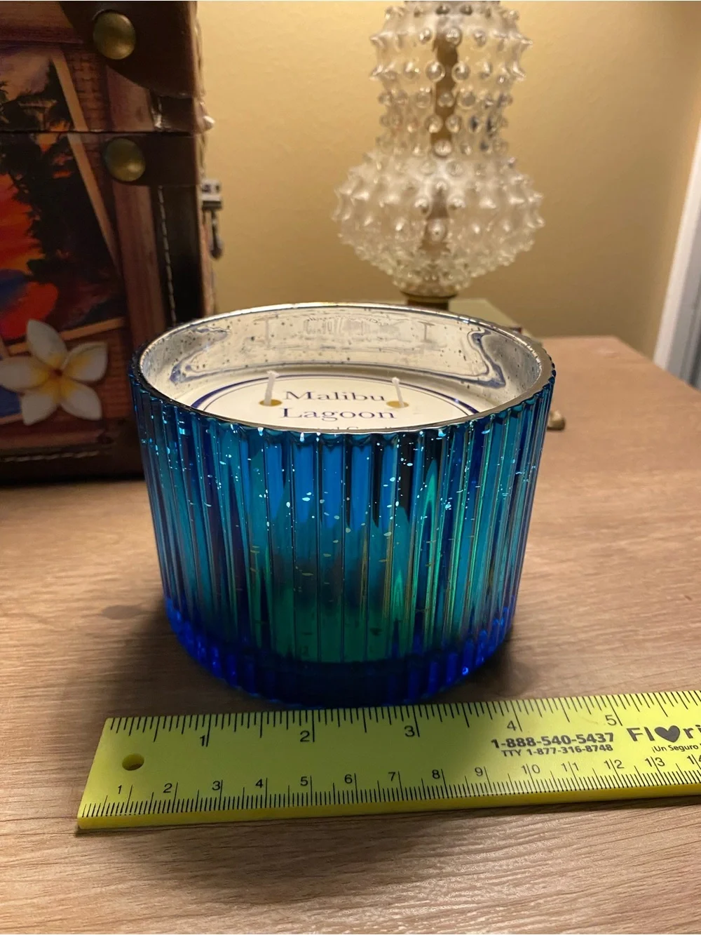 Malibu Lagoon Scented Candle 12 oz Blue Glass Jar 3-Wick, 1 Pack